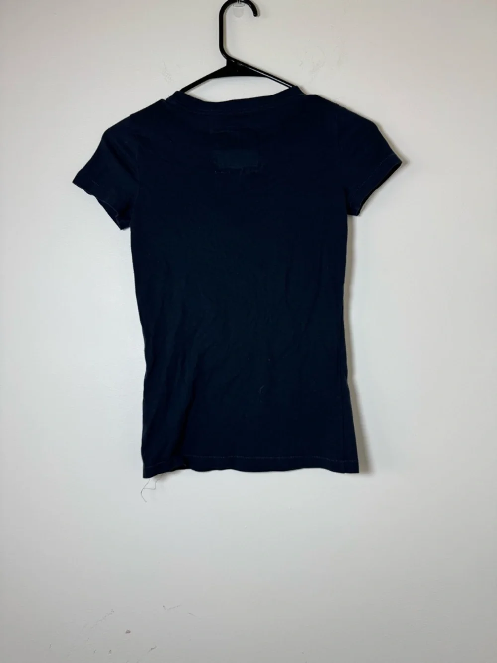 Abercrombie Kids Navy Logo Tee Large Fitted Baby Tee Y2K